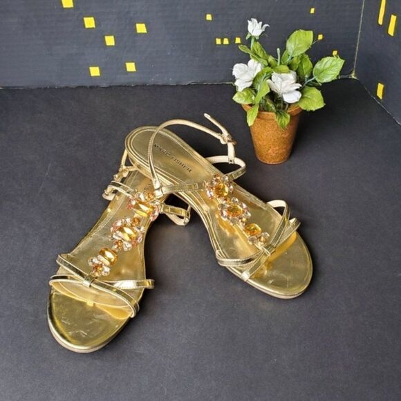 💍Marc Fisher Gold Jeweled Sandals - Picture 1 of 8